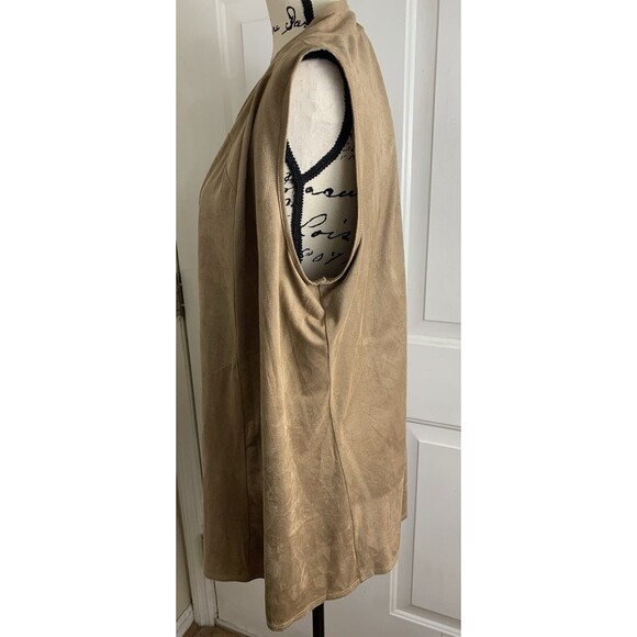 Per Seption Concept Vest Size XL Open Front Cardigan Brown Faux Suede Sleeveless - Picture 5 of 10